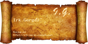 Irk Gergő névjegykártya